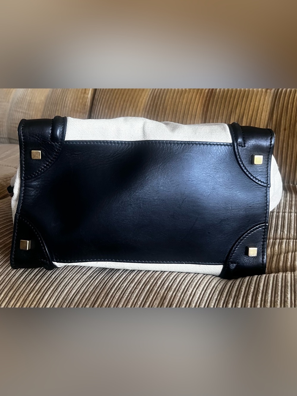 Authentic - CELINE black and cream Luggage Tote bag - Picture 8 of 12